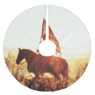 Cowboy Portrait USA Flag Thema. Polyester Weihnachtsbaumdecke