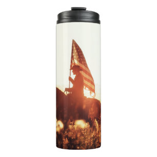 Cowboy Portrait USA Flag Thema. Thermosbecher