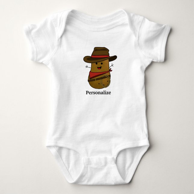 Cowboy Potato Personalisiert Baby Strampler (Vorderseite)