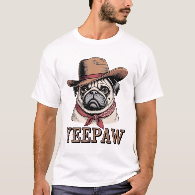 Cowboy Pug T-Shirt (Vorderseite)