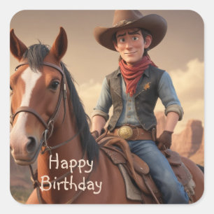 Cowboy Quadratischer Aufkleber