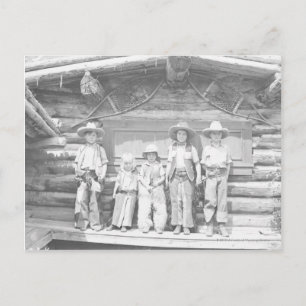 Cowboy-Ranch-Foto von Kindern in Cowboy-Kleidung Postkarte