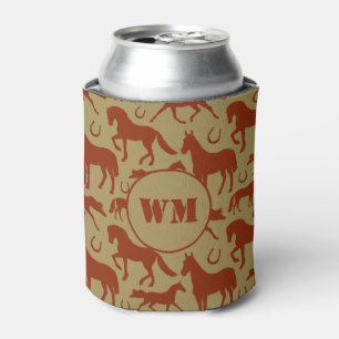 Cowboy Rancher Chestnut Brown Horns Monogramm Dosenkühler