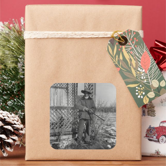 Cowboy Rancher oder kanadischer Gesetzentwurf des  Quadratischer Aufkleber (Feiertag)