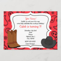 Cowboy Red Bandana Western Land Einladung