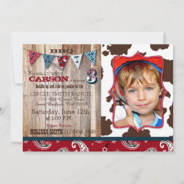 Cowboy Red Bandanna Western Thema Geburtstag Einladung