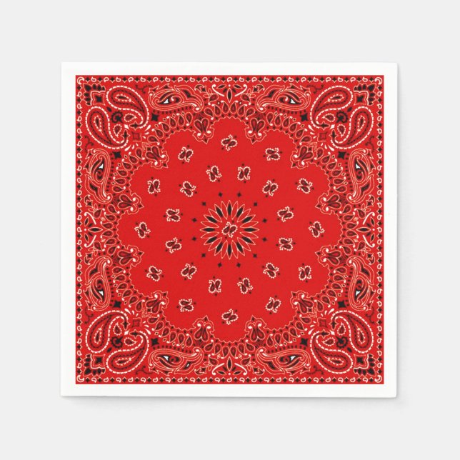 Cowboy Red Paisley Bandana Scarf GRILLEN Picnic Na Serviette (Vorderseite)