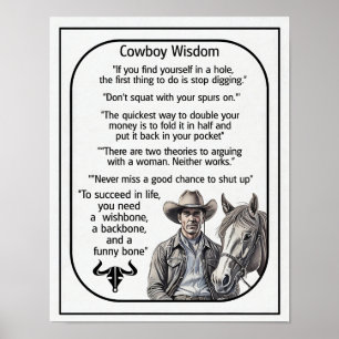 Cowboy-Regeln und Weisheit Poster