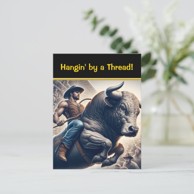 Cowboy-Reitbulle in der Arena Postkarte (Stehend Vorderseite)