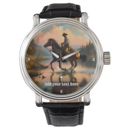 Cowboy reiten bei einem Bay Pferd Armbanduhr