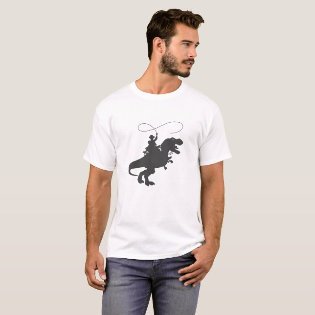Cowboy reiten Dinosaurier in der prähistorischen Z T-Shirt (Vorne ganz)