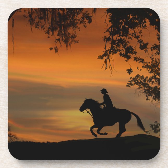 Cowboy reiten in den Sunset-Untersetzer Untersetzer (Vorderseite)