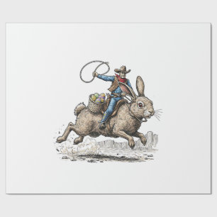 Cowboy Reitet auf Osterhasen Western Howdy Ostern  Geschenkpapier
