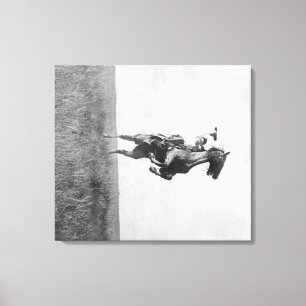 Cowboy reitet das wilde Pferd, das auf seine Hing Leinwanddruck