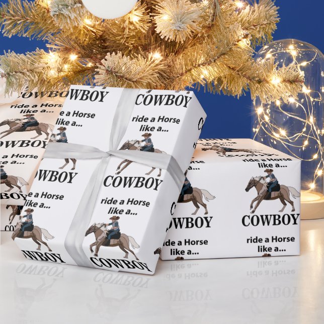 Cowboy reitet ein Pferd wie ein Cowboy Geschenkpapier (Feiertage)