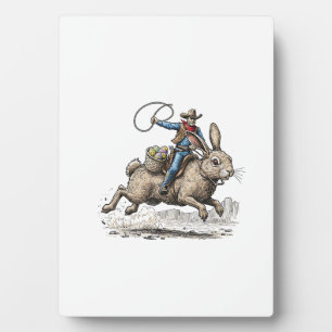 Cowboy Reitet Ostern Hase Western Howdy Ostern Fu Fotoplatte