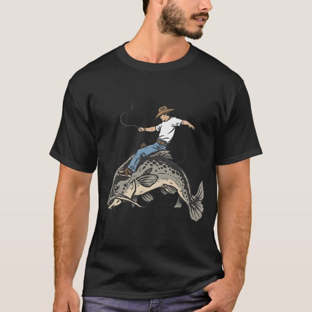Cowboy reitet Wels T-Shirt (Vorderseite)