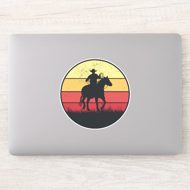 Cowboy Reitpferd Vintag Sunset Texas Boy Geschenk Aufkleber (Computer)