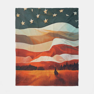 Cowboy-Rennen in Flag Sunset Fleecedecke