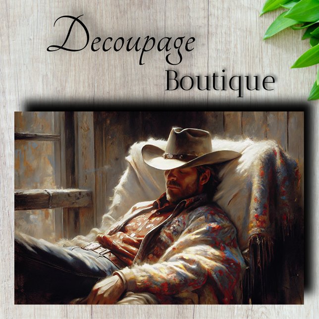 Cowboy Restoupage Seidenpapier (Cowboy Resting Decoupage Tissue Paper)