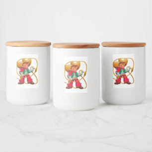 Cowboy Retro Boy Kind Niedlicher Western Lebensmitteletikett