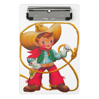 Cowboy Retro Boy Kind Niedlicher Western Mini Klemmbrett