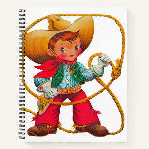 Cowboy Retro Boy Kind Niedlicher Western Notizbuch