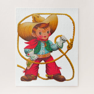 Cowboy Retro Boy Kind Niedlicher Western Puzzle