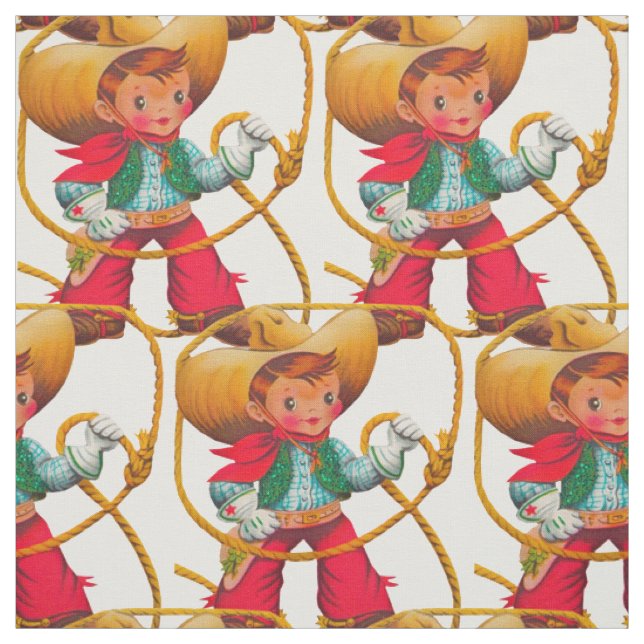 Cowboy Retro Junge Kind Süß Western Stoff (Muster)