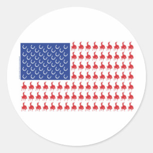 Cowboy-Rider-Flag-T-Shirt Runder Aufkleber