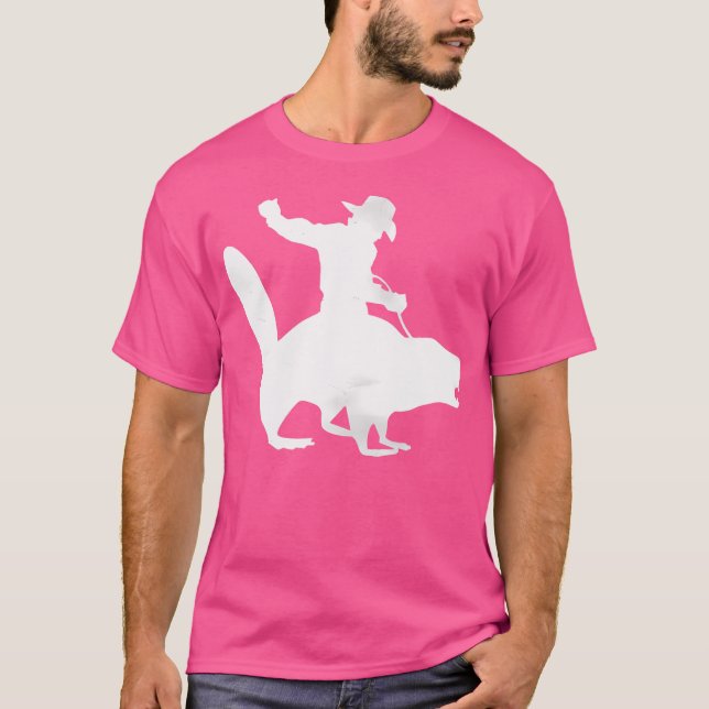 Cowboy Riding A Beaver Distressed T-Shirt (Vorderseite)