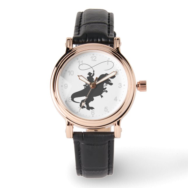 Cowboy riding dinosaur in the prehistoric wird armbanduhr (Vorderseite)