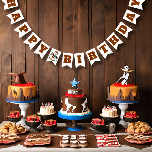 Cowboy Rocking Horse Boy Geburtstag Wimpelkette
