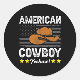 Cowboy Rodeo American Flag Vintag Cowboy Hat Vater Runder Aufkleber