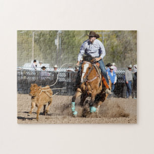 Cowboy Rodeo Calf Roping Western Sports Puzzle