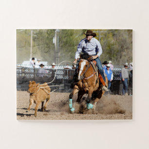 Cowboy Rodeo Calf Roping Western Sports Puzzle