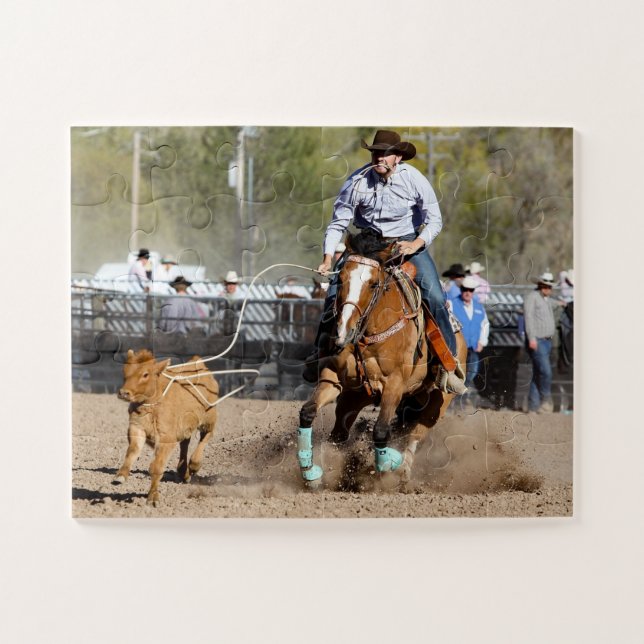 Cowboy Rodeo Calf Roping Western Sports Puzzle (Horizontal)