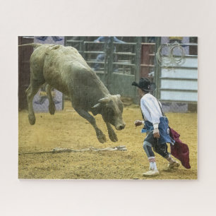 Cowboy Rodeo Clown Bull Distracting Western Sports Puzzle