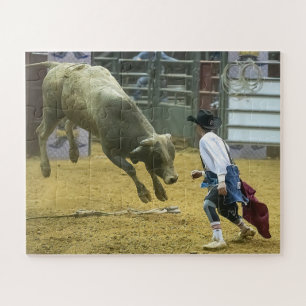 Cowboy Rodeo Clown Bull Distracting Western Sports Puzzle