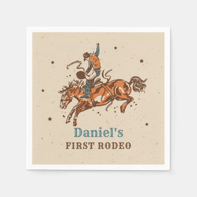 Cowboy Rodeo Cowboy Birthday Paper Napkin Serviette (Vorderseite)