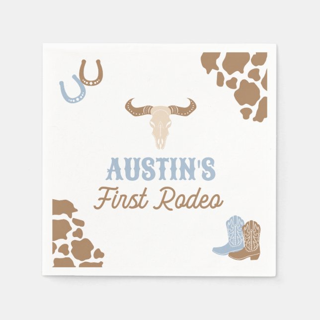 Cowboy Rodeo Geburtstagsparty Serviette (Vorderseite)