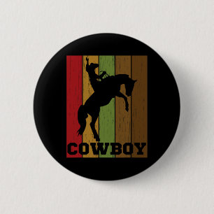 Cowboy Rodeo Horse Retro Western Cowboy Horseck Ri Button