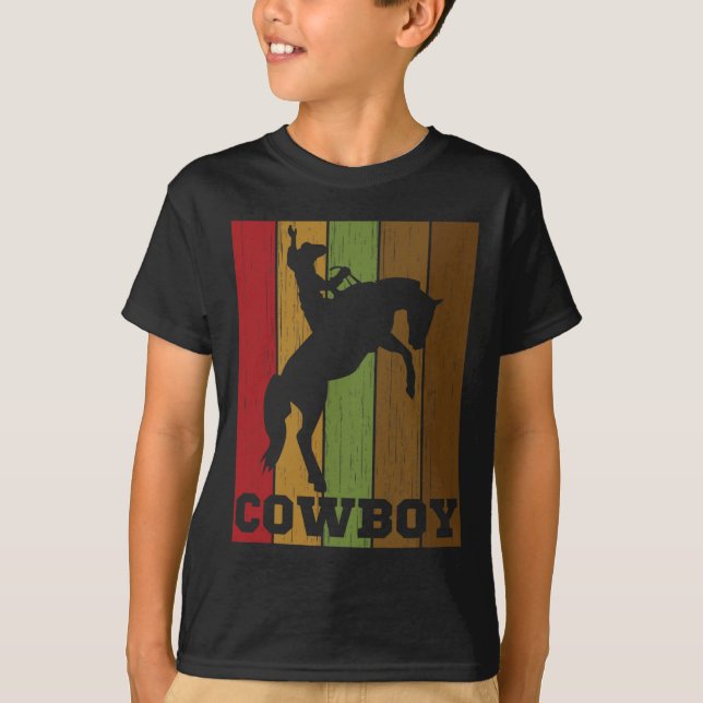 Cowboy Rodeo Horse Retro Western Cowboy Horseck Ri T-Shirt (Vorderseite)