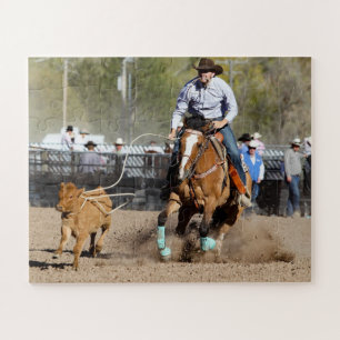 Cowboy-Rodeo-Kälberfangen Western-Sportarten Puzzle
