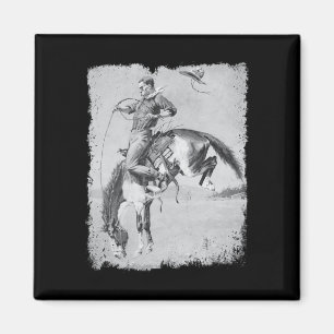 Cowboy-Rodeo-Pferd Western Country Vintage Bronco Magnet