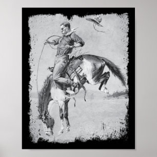Cowboy-Rodeo-Pferd Western Country Vintage Bronco Poster