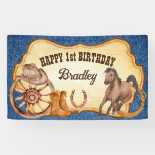 Cowboy Rodeo Pferde Reittier Wild West Party Banner