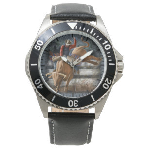 Cowboy Rodeo Reiter Buckelndes Bull Western Thema  Armbanduhr