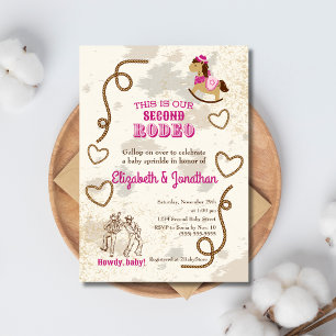 Cowboy-Rodeo-Rosa-Howdy-Baby-Party-Streusel Einladung