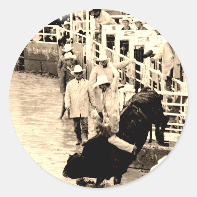Cowboy Rodeo Runder Aufkleber (Vorderseite)